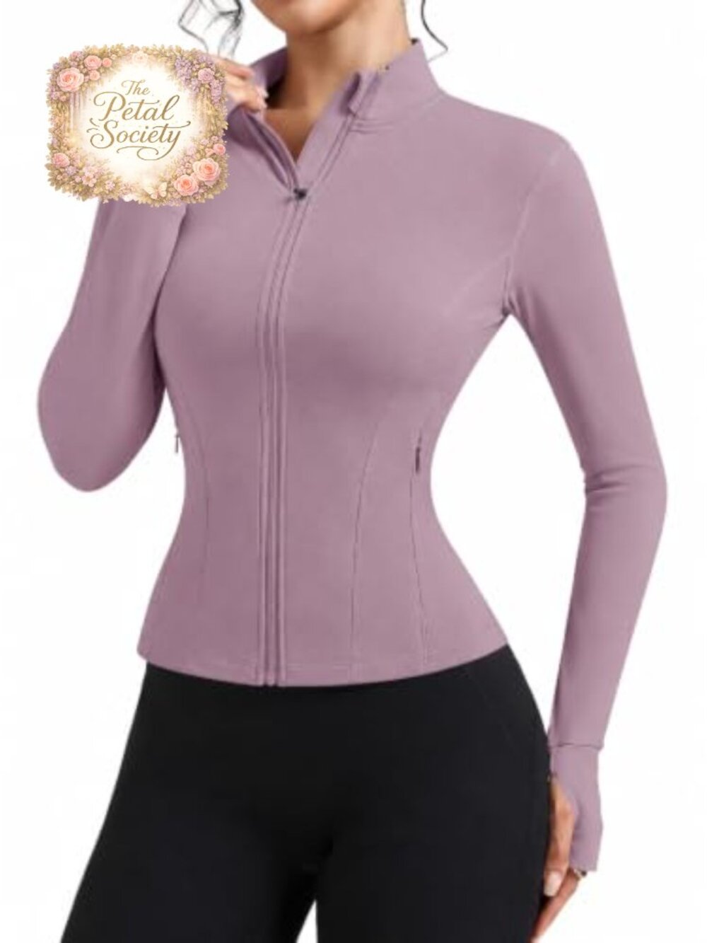 Women's Lightweight Slim Fit Zip Workout Jacket with Thumb Holes